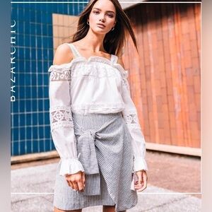 SUNCOO Paris white off the shoulder blouse lace